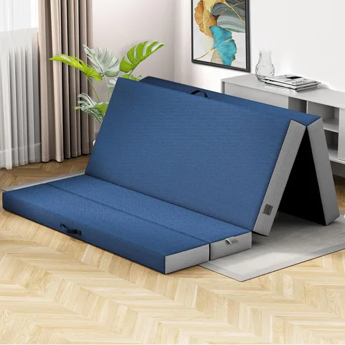 Miniatura 9 de Cozzzi Colchón plegable individual de 4 pulgadas para suelo y viajes con funda extraíble, colchón ligero y portátil para adultos y niños, compacto