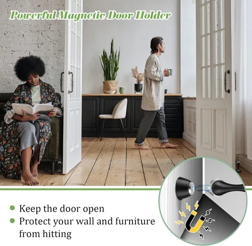 Miniatura 5 de Topes magnéticos para puerta, topes de puerta negros para la parte inferior de la puerta, montaje en pared, protector de pared magnético resistente
