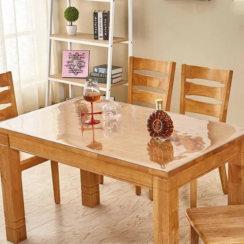 Miniatura 2 de Mantel transparente de PVC de 0.079 in, protector de mesa de plástico transparente, impermeable, resistente al calor, para mesa de comedor, oficina