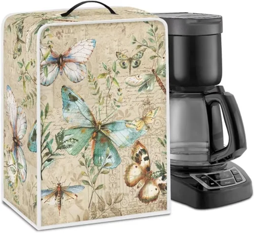 Miniatura 37 de DISNIMO Cubierta antipolvo para cafetera de mariposa azul, fundas para máquina de hacer café de cocina con mango superior, cubierta