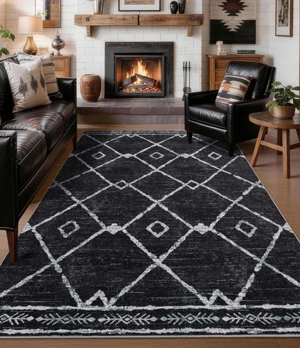 Miniatura 35 de Alfombra de pasillo de 2 x 6 pulgadas para interior - Alfombra de entrada rústica de cabaña con diseño de oso, antideslizante, de pelo bajo