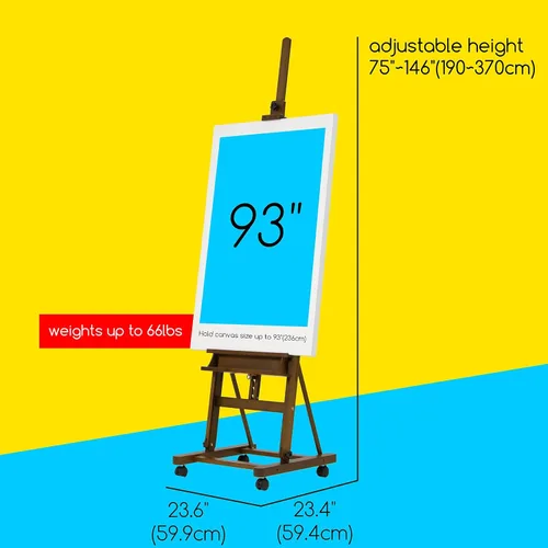 Miniatura 2 de MEEDEN Caballete para pintar y exhibir, caballete de arte de piso ajustable con marco en H para dibujo, madera de haya resistente que sostiene
