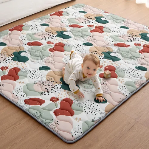 Miniatura 24 de Blissful Diary Alfombras de Juego para Bebés para Piso, Alfombra de 50x50 Pulgadas para Gatear para Corral, Alfombras de Juego de Espuma