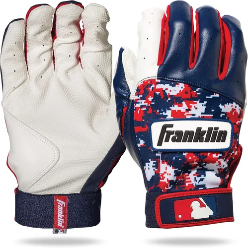 Guantes de bateo juveniles Franklin Sports MLB - Digitek Camo Béisbol + Sóftbol - Piel premium - Muchas tallas + colores - Juveniles Blanco/ rojo/