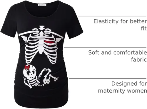 Miniatura 64 de GINKANA Blusas de maternidad de manga corta, diseño floral, fruncido, casual, para mamá, para embarazo