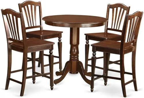 Miniatura 10 de East West Furniture JACH3-BLK-C - Juego de mesa de comedor de 3 piezas de altura de mostrador contiene una mesa redonda de madera con pedestal y 2