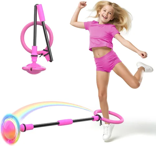 Miniatura 9 de Bola de salto de tobillo para niños, plegable y colorida rueda de salto con luz intermitente para adultos, juego para interiores y exteriores, Rojo