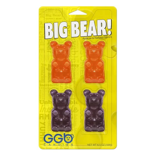 Miniatura 2 de Big Bear! - Paquete de 4 ositos de gomita de GGB Candies (cereza/frambuesa azul)
