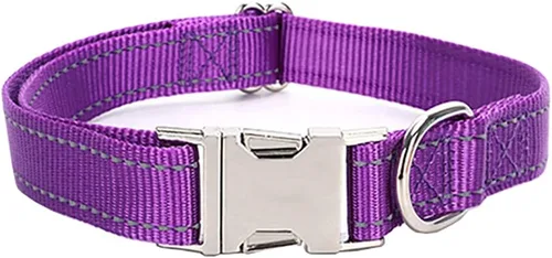 Miniatura 15 de Love Dream Collar reflectante para perro con hebilla de metal, collar de nailon ajustable de seguridad con hebilla de liberación rápida resistente