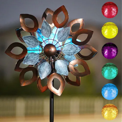 Miniatura 9 de Giradores de Viento de Jardín de Girasol - Molino de Viento Giratorio Cinético de Metal para Exteriores, Decoración de Césped, Patio y Jardín