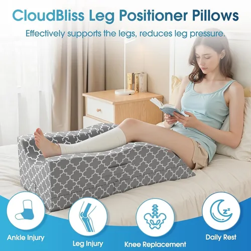 Miniatura 2 de Almohada de pierna CloudBliss, almohada de elevación de pierna para después de la cirugía, espuma viscoelástica ajustable con funda para hielo