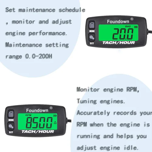 Miniatura 3 de Tacómetro de motor pequeño, medición de RPM, medidor de horas digital, monitoreo de horas del motor para aviones ultraligeros, motosierra