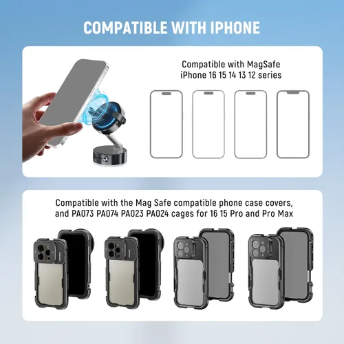 Miniatura 9 de NEEWER Versión de nivel de entrada, soporte magnético para teléfono celular, soporte plegable con ventosa al vacío para tu parabrisas de automóvil