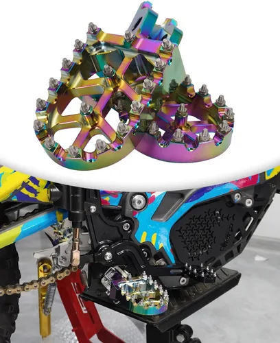Estriberas de pie de motocicleta Pedales Reposapiés para CR125R CRF250R/450R CRF250L KX250F KX450F y más Dirt Bike, AURORA VIOLET