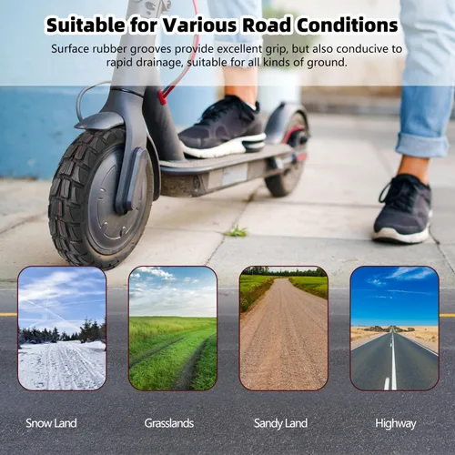 Miniatura 4 de 80/65-6 Off Road Neumático sin cámara, 10x3 255x80 10 pulgadas Scooter eléctrico neumático, con válvula de aire de neumático, para Nanrobot A-1