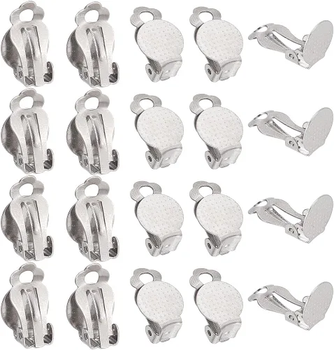 Miniatura 8 de SUNNYCLUE 1 caja de 30 convertidores de aretes de latón, ganchos para abrazar con bucles abiertos, almohadillas para aretes, clips para hacer joyas