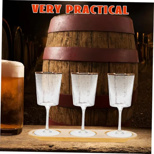 Miniatura 6 de Bandeja de madera de 3 ranuras para vino y cerveza, soporte para bebidas de bambú, diseño antideslizante para fiestas y barras de KTV