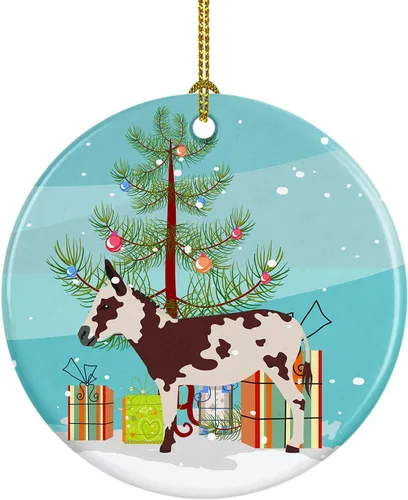 Miniatura 94 de Caroline's Treasures Adorno de cerámica de Navidad pintado o de codorniz chino, decoración colgante de árbol de Navidad verde azulado para el hogar