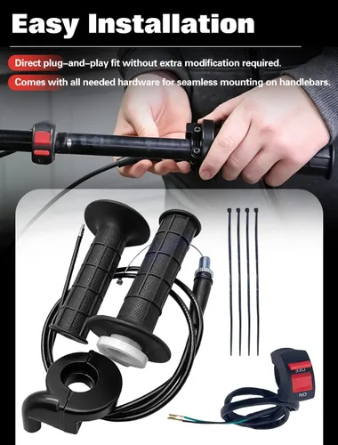 Miniatura 4 de Auto-Moto Puños de Acelerador del Manillar + Cable del Acelerador + Abrazadera de Carcasa del Acelerador para 50cc 79cc 125cc 250cc Moto de Cross