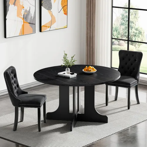 Miniatura 15 de Juego de mesa de comedor de mármol sintético blanco para 6 personas, juego de mesa de comedor extensible de 7 piezas de 63 a 78.74 pulgadas con 6