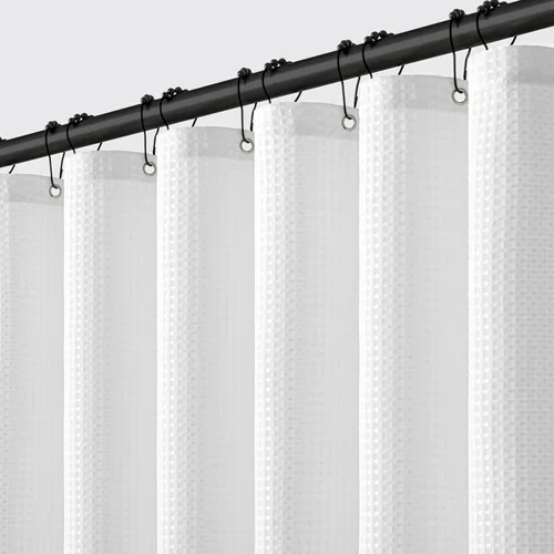 Miniatura 9 de MIULEE - Cortina de ducha extralarga con textura de gofre de 84 pulgadas con 12 ganchos de metal, moderna, lavable, de 260GSM, tela resistente e