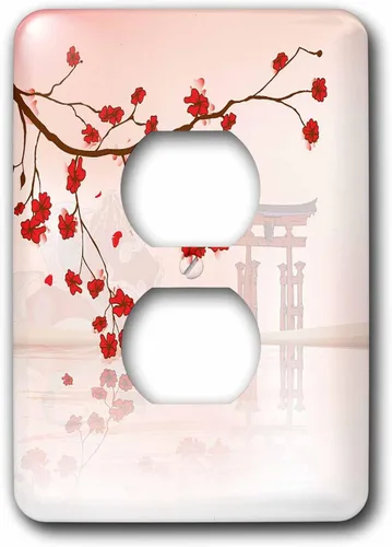 Miniatura 2 de 3dRose LSP _ _ _ _ _ _ _ _ _ _ 78460 _ _ _ _ _ _ _ _ _ _ 6 Pretty Cherry Blossoms against a peaceful Oriental Escena 2 Plug Outlet Cover
