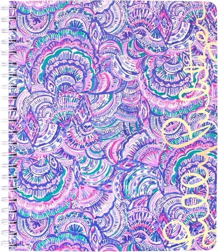 Miniatura 12 de Lilly Pulitzer Cuaderno grande de espiral de tapa dura rosa, 11 x 9.5 pulgadas con 160 páginas con rayas universitarias, Shell Me Something Good