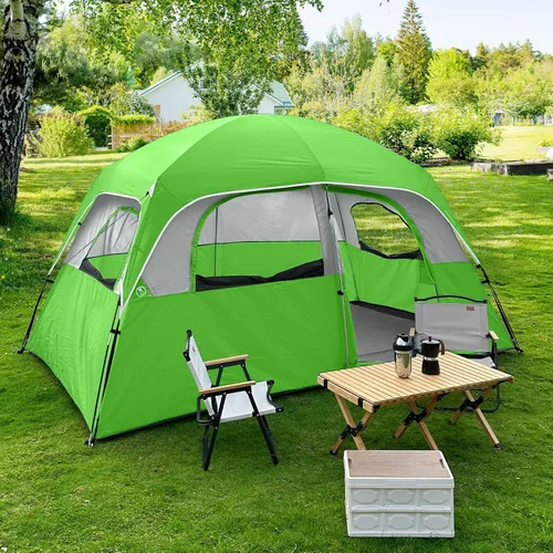 Miniatura 7 de CAMPROS CP Upgraded 6/8 Person Camping Tents, Waterproof Windproof Family Tent with Larger Mesh Windows & Door, Double Layer, Easy Set Up, Verde-6