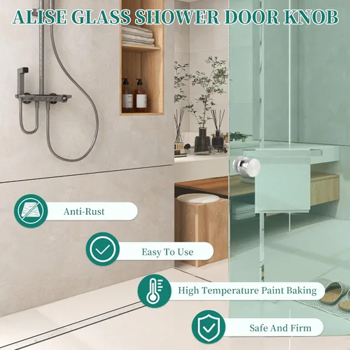 Miniatura 3 de Alise Manija de puerta de ducha, perilla para puertas corredizas de ducha, perilla de acero inoxidable sólido SUS304 resistente, piezas de repuesto