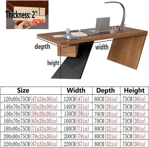 Miniatura 7 de Escritorio moderno y simple de madera maciza para computadora de oficina, mesa de estudio con cajones, fácil de instalar