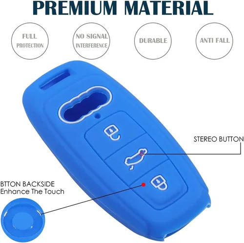 Miniatura 5 de Funda de silicona para llavero de 3 botones compatible con 2019 2020 A6 E-Tron Audi A6L A8L A6 A7 A8 Q8 (negro negro)