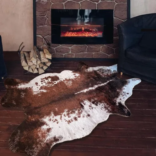 Miniatura 3 de Alfombra de piel de vaca sintética de 5 x 6.6 pies, alfombra de área con estampado de vaca, alfombras con estampado de animales lindos