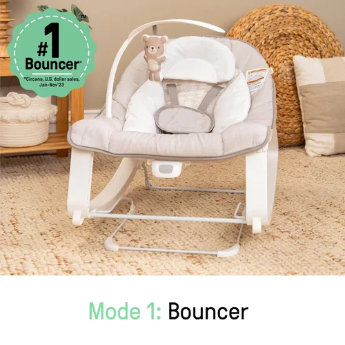 Miniatura 2 de Ingenuity Keep Cozy 3 en 1 Grow with Me - Asiento vibratorio para bebé y balancín de bebé a niño pequeño, 0-30 meses hasta 40 libras (Linden)