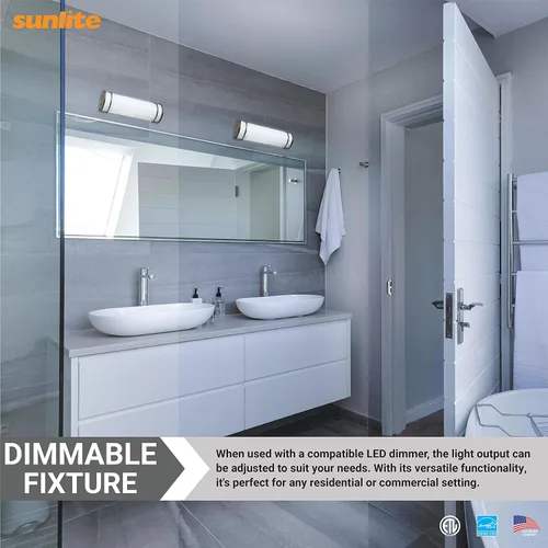Miniatura 5 de Sunlite 81371 Lámpara LED de tocador de medio cilindro de 24 pulgadas, 25 vatios (equivalente a 150 W), 2200 lúmenes, 3 CCT ajustable 3000K-5000K