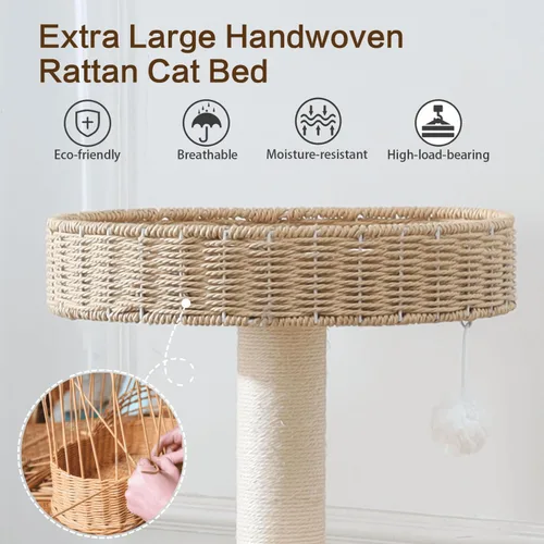 Miniatura 8 de Árbol de madera para gatos grandes, torre alta para gatos con poste rascador para gatos de interior, condominio para gatos de varios niveles