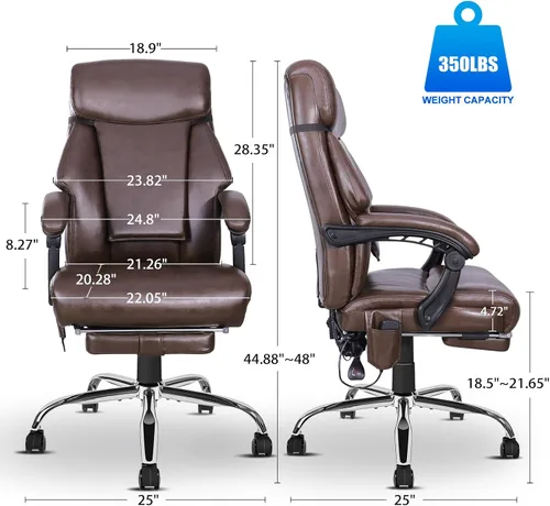 Miniatura 3 de NOBLEMOOD Silla de oficina de masaje amasado con función de calefacción, respaldo 3D, silla de oficina ergonómica de escritorio de masaje, silla