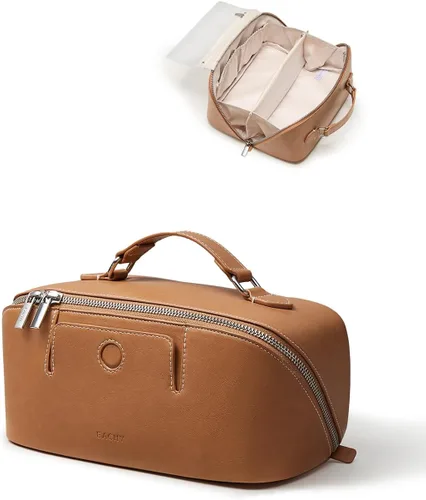 Miniatura 27 de EACHY Bolsa de Maquillaje de Viaje, Bolsas de Cosméticos de Gran Capacidad para Mujeres, Bolsa Portátil Impermeable que se Abre Plana, Bolsa de Aseo