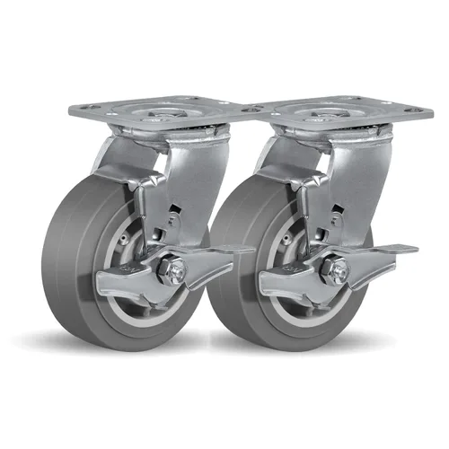 Miniatura 35 de Ruedas giratorias de alta resistencia 4x2, ruedas industriales, ruedas de goma (banda de rodadura plana), juego de 1 con capacidad de hasta 450
