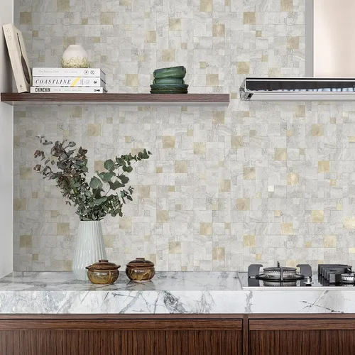 Miniatura 2 de STICKGOO - Azulejo para salpicaduras de pared de pelar y pegar, para pegar en salpicaduras de pared para la cocina y el baño, PVC, mezcla de metal