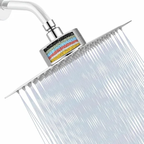 Miniatura 14 de Cabezal de ducha filtrado, cabezal de ducha de alta presión de acero inoxidable con cartucho de filtro de agua dura de 15 etapas para eliminar