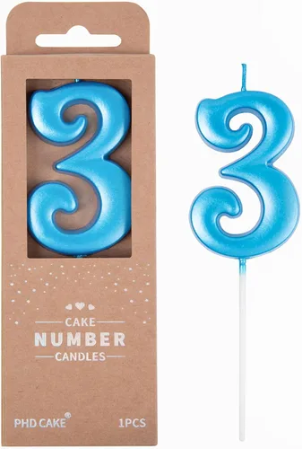 Miniatura 26 de PHD CAKE Velas de cumpleaños de 7 cm Elegantes Azul Número 4, Velas de Número Azul, Velas de Número para Pastel, Celebración de Fiesta