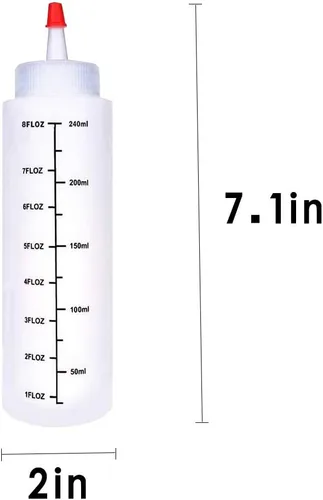 Miniatura 2 de Baaxxango Paquete de 12 botellas de plástico de 8 onzas líquidas, botella de chorro con tapa de punta roja y escamas negras para salsa de tomate