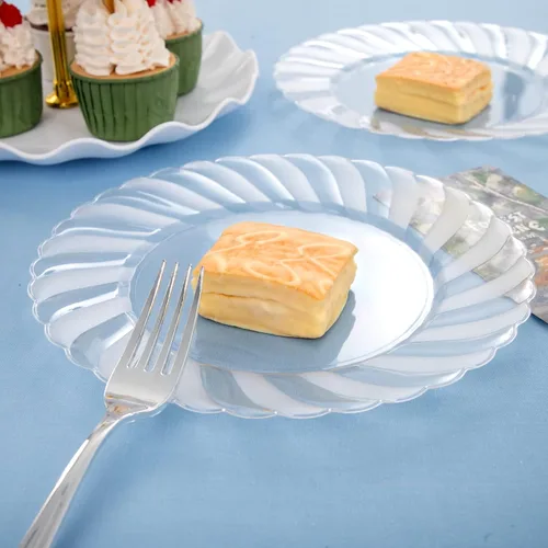 Miniatura 2 de U-QE 60 piezas de platos de plástico transparente - Platos desechables transparentes de 10.25 pulgadas - Platos lavables y reutilizables - Platos