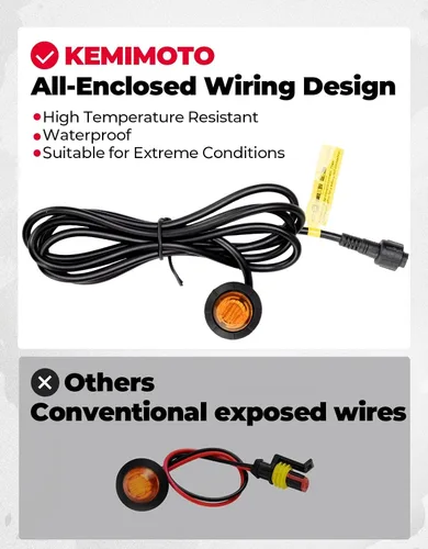 Miniatura 3 de KEMIMOTO Kit de señal de giro UTV con bocina, precableado, encendido y listo para usar UTV ATV intermitente con interruptor basculante, luz
