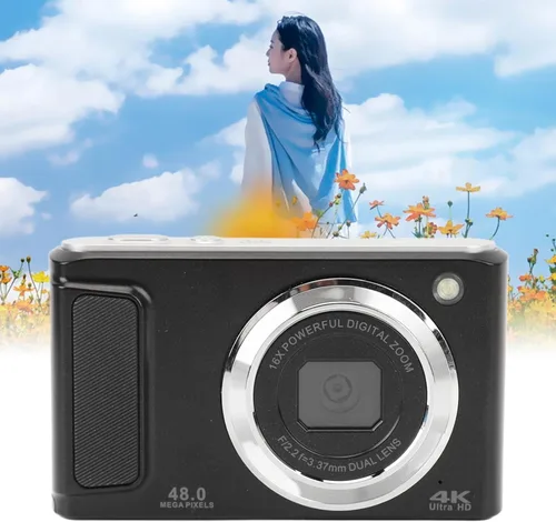 Miniatura 3 de Cámara digital de 48 MP con zoom digital de 16X, enfoque automático, grabación de video 4K, pantalla IPS, cámara digital pequeña, ligera