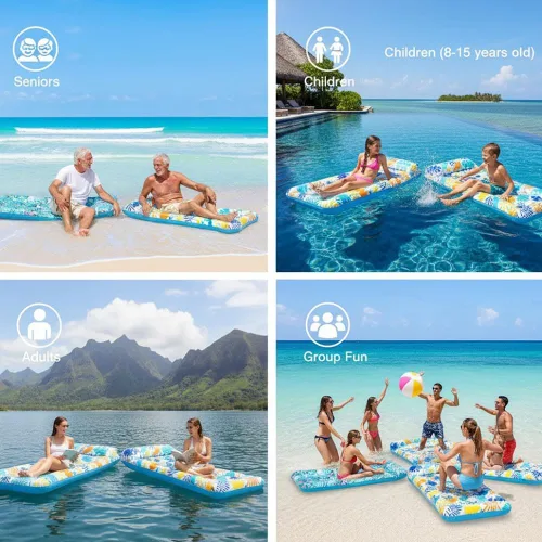 Miniatura 3 de Paquete de 2 tapetes inflables para piscina, tumbona, juguetes de natación multiusos para fiesta en la piscina, playa de verano, al aire libre