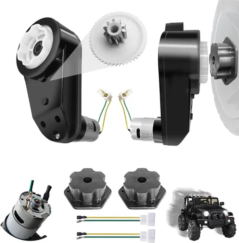 JRRXM 2 unidades de alta velocidad 24V RS555 35000RPM engranajes de acero rápido caja de cambios para ruedas eléctricas actualización de motor, Negro