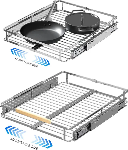 Miniatura 11 de SUZLON Organizador de gabinete extraíble expandible, 12.2 ~ 17.9 pulgadas de ancho x 22.5 pulgadas de profundidad, estantes deslizantes resistentes
