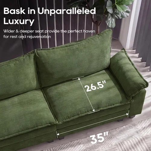 Miniatura 5 de URRED - Sofá seccional modular Cloud, sofá moderno en forma de L de 87" con asiento profundo con otomana y almohadas, ultra cómodos sofás de pana