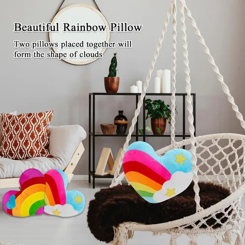 Miniatura 4 de Almohada de corazón de 17.7 x 13.8 pulgadas con forma de corazón de arco iris, juguete de peluche, estrella